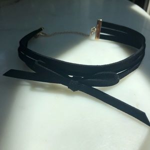 Black Bow Choker Necklace 14 inches